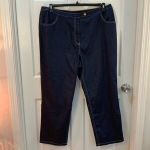 BOB MACKIE WEARABLE ART DENIM WIDE LEG BLUE PANTS PLUS SIZE 2X